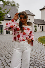 Pink And Red Crochet Tanja Blouse