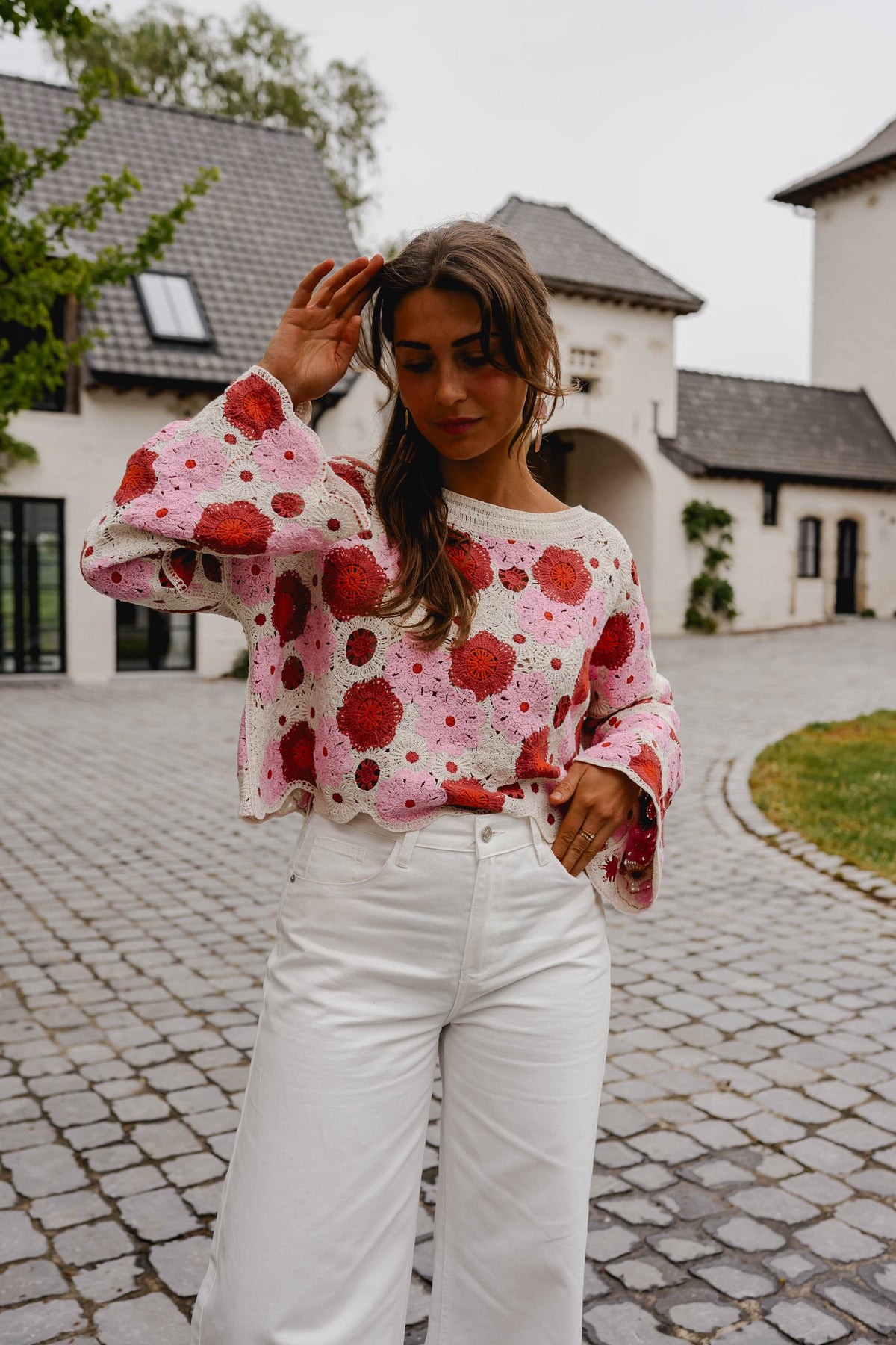 Pink And Red Crochet Tanja Blouse
