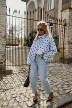 Sky Blue with Chocolate Polka Dot Medina Jacket