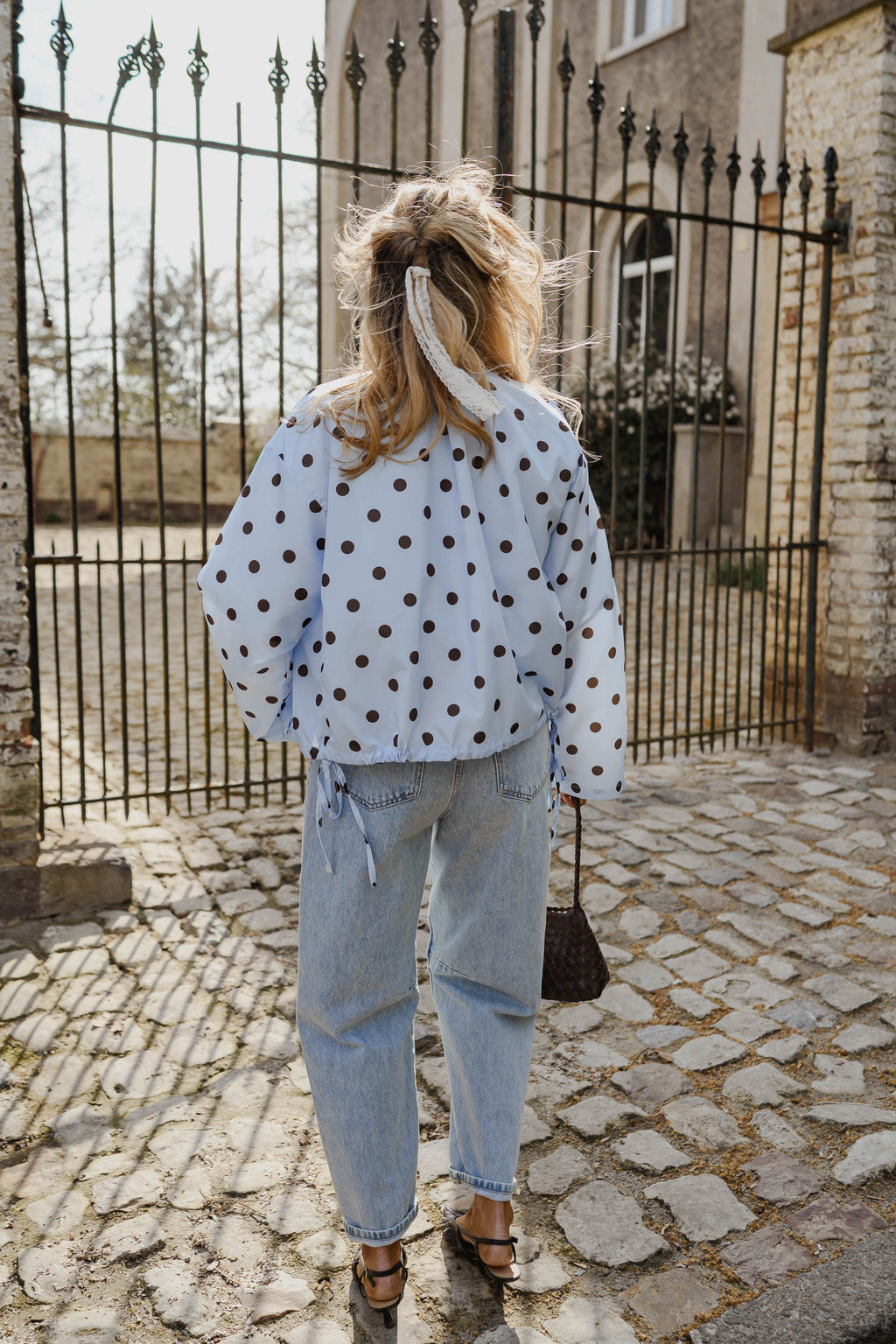 Sky Blue with Chocolate Polka Dot Medina Jacket