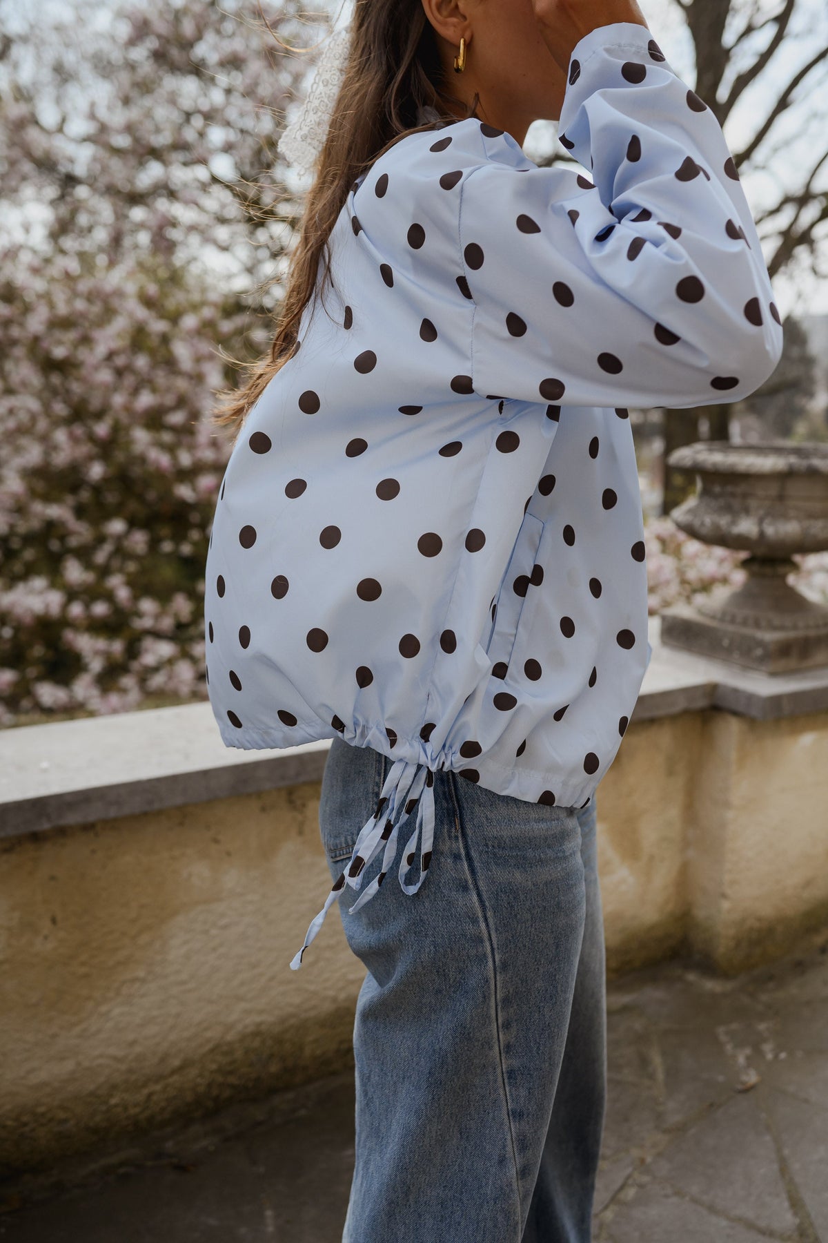 Sky Blue with Chocolate Polka Dot Medina Jacket