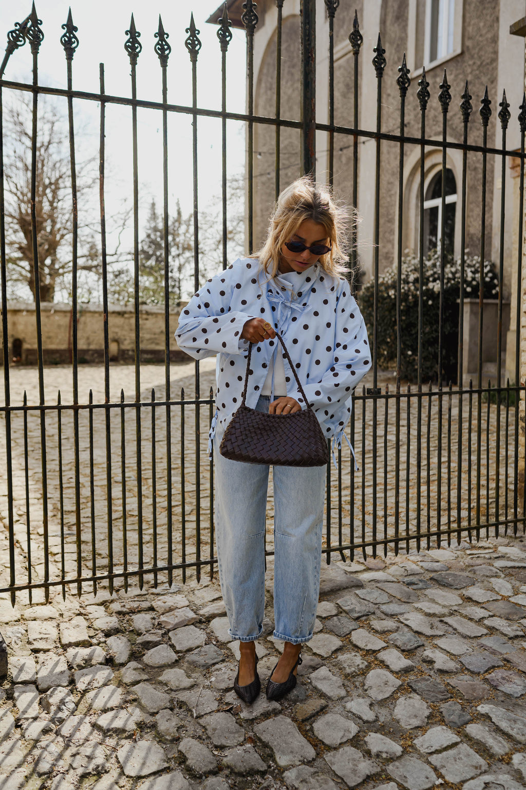 Sky Blue with Chocolate Polka Dot Medina Jacket