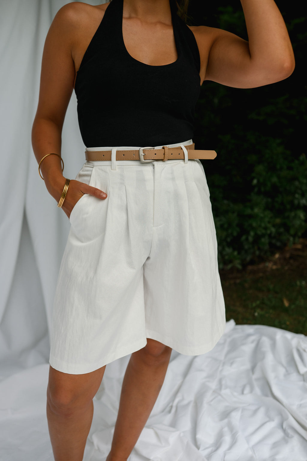White Eleanor Bermuda Shorts