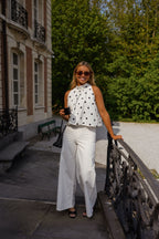 White Polka Dot Cipriani Top
