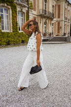 White Polka Dot Cipriani Top