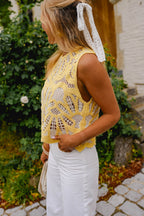 Yellow And Ecru Crochet Zoe Top