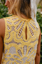 Yellow And Ecru Crochet Zoe Top